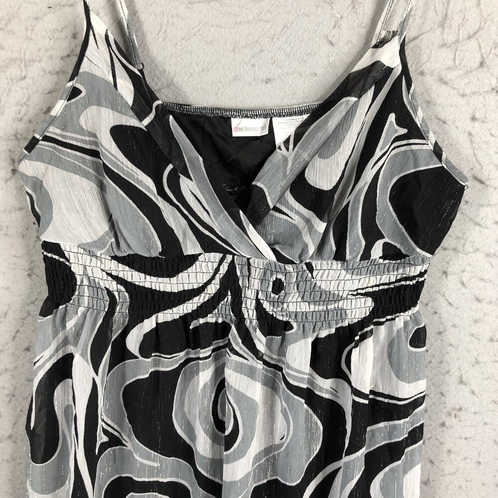 Y2K No Boundaries Top Juniors 11 Black Gray Metallic Babydoll Milkmaid Mod 90s - Picture 2 of 16